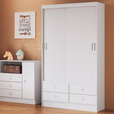 Imagem de Roupeiro Casal Em Mdp Com 2 Portas E 4 Gavetas Percasa Branco