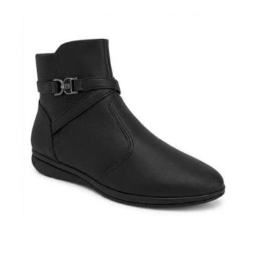 Imagem de Bota Piccadilly Feminina Cano Curto Anabela Joanete 261042 Preto Conforto-Feminino