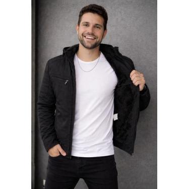 Imagem de Jaqueta Masculina Sarja Com Capuz Removivel Forrada Peluciada Frio - I