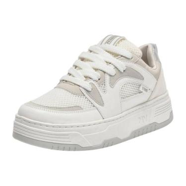 Imagem de Tenis Feminino Street Flatform Conforto Casual Via Marte, Branco, Mult