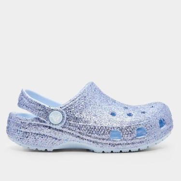 Imagem de Sandália Crocs Infantil Classic Chunky Glitter Clog, Azul, 34
