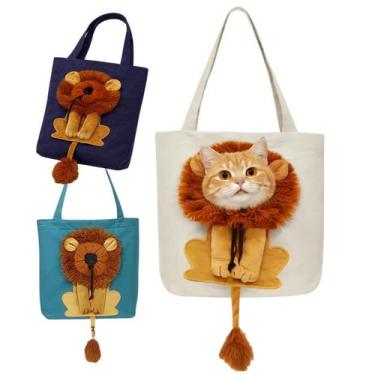 Imagem de Bolsa Transporte Leão Tot Bag Gato Cachorro Passeio Seguro M Cor:Azul 