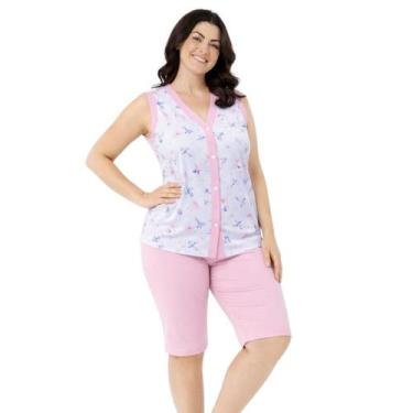Imagem de Pijama Pescador Regata Aberto Feminino Confortável - Sem marca, Rosa, 