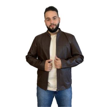 Imagem de Jaqueta couro masculina tradicional 127 marrom - JAVALI COUROS