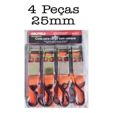 Imagem de kit 4 Catraca Cinta Amarração Carga 25mm Corpo De Aço Golfield - j.bel