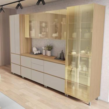 Imagem de Cozinha Rainha 6 Peças 10 Portas Cristaleira Reflecta 100% Mdf Greige