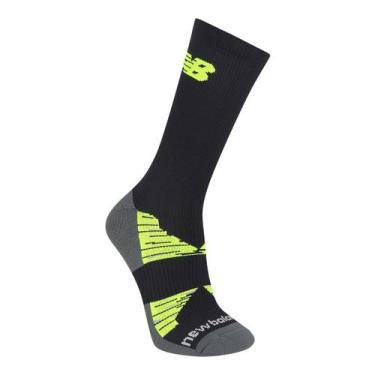 Imagem de Meia New Balance Performance Run Feminina, Preto, Amarelo, 39/43