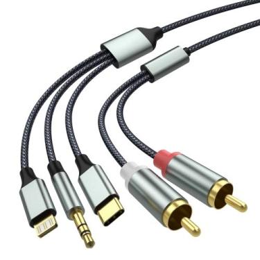 Imagem de Cabo adaptador auxiliar de áudio Apitiong Lightning para RCA 10,3 m