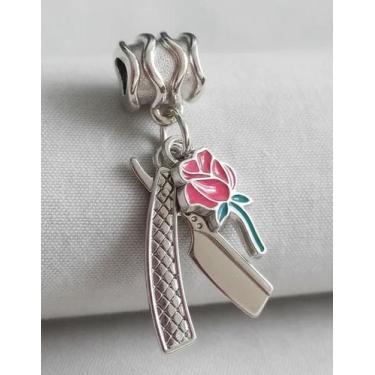 Imagem de Berloque p Pulseira Laroie Navalha Botão de Rosa prateado - Le Rouge