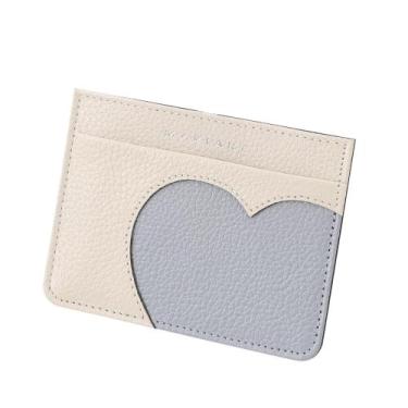 Imagem de Porta-Cartão Couro Mariart 668 - Love, Love & Love, Off white, Azul be