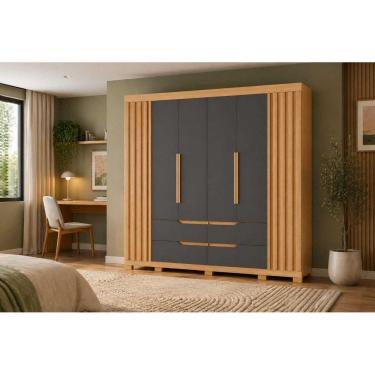 Imagem de Roupeiro Casal Doble 6 Portas e 4 Gavetas - Freijó Titanium - Albatroz