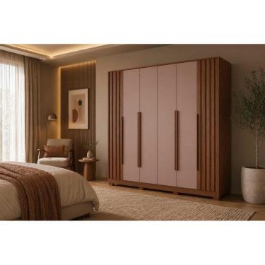 Imagem de Roupeiro Casal Deville 6 Portas e 4 Gavetas - Nogueira Cappuccino - Albatroz