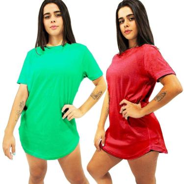 Imagem de Kit com 2 Camiseta Longline Feminina Camisa Oversized Blusa Longa Básica TropiCaos-Femi...