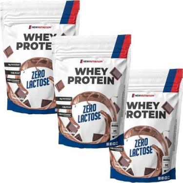 Imagem de Kit 3X Whey Protein Zero Lactose - 900g Refil Chocolate - NewNutrition
