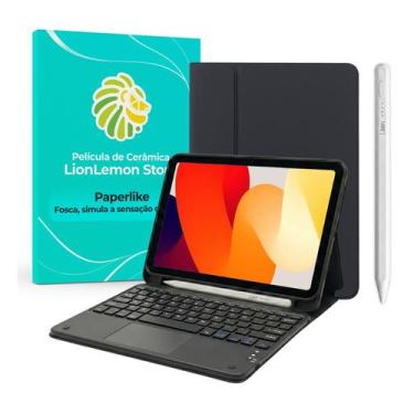 Imagem de Kit Capa Preta Noir Luxe para Xiaomi Redmi Pad SE + Teclado TouchPad +