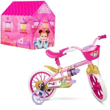 Imagem de Bike Infantil 3 Anos Nathor Princesas Disney Aro 12 + Cabana