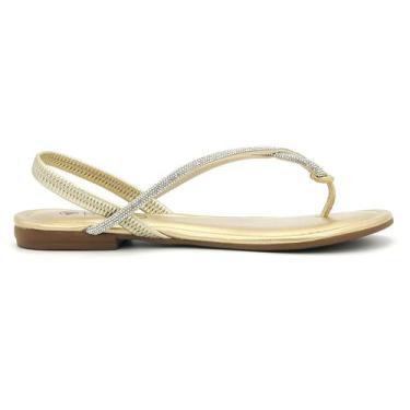 Imagem de Sandalia Feminina Via Uno 8590215 Dedo Rasteirinha Casual, 39, Dourado