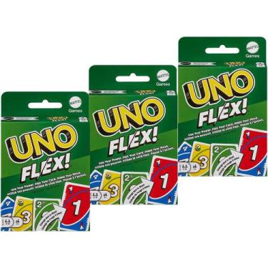 Imagem de Kit 3 Jogos de Cartas Uno Flex Lançamento Mattel Novo Uno