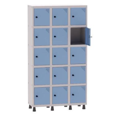 Imagem de Armário Guarda Volume Locker Roupeiro 3 Vãos 15 Portas Aço GRP503/15 C