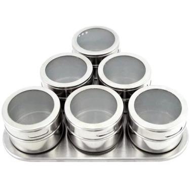 Imagem de Porta Condimentos Temperos Aço Inoxidável Magnético Suporte - Magnetic