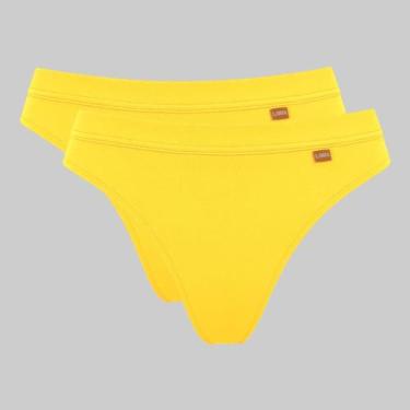 Imagem de Kit 2 Calcinhas Lupo Loba Algodão Fio Dental 40355, Amarelo, GG