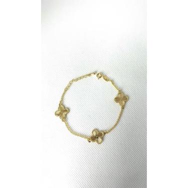 Imagem de Pulseira de Trevos Feminina Victória Herrera Banhada a Ouro 18K