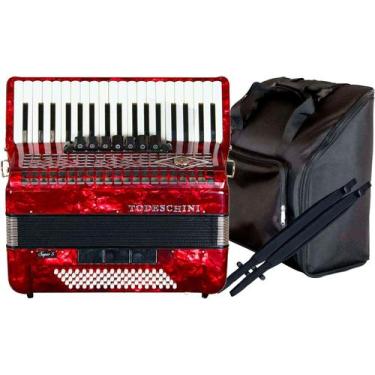 Imagem de Acordeon 37 teclas e 80 baixos vermelho com bag yw870 todeschini