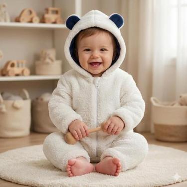 Imagem de Macacão Bebê Menino Menina Quentinho Carneirinho Teddy Roupa de Bebê M