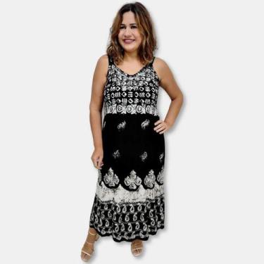 Imagem de Vestido Longo Alça Indiano Bordado Batik Fenda Lateral 1004 - Sarat Mo
