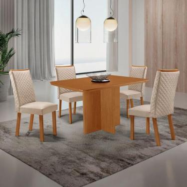 Imagem de Mesa de Jantar Olimpia 120cm Tampo MDF Canto copo Laminado com 4 Cadei