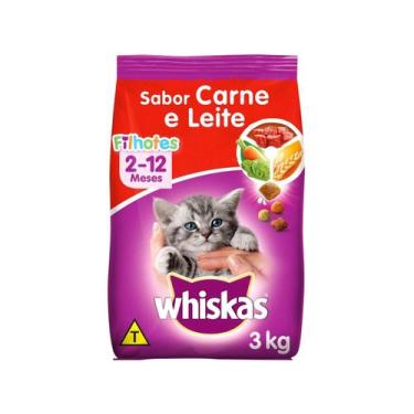 Imagem de Ração Whiskas Gatos Filhotes 2-12 Meses Sabor Carne e Leite 2,7kg, Car