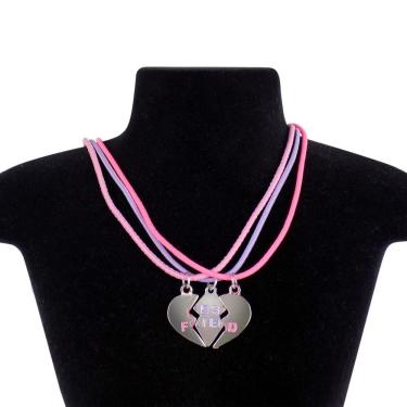 Imagem de Kit 3 Colares Orizom Amigas Best Friend com Pingente Coração Tamanho Único Feminino