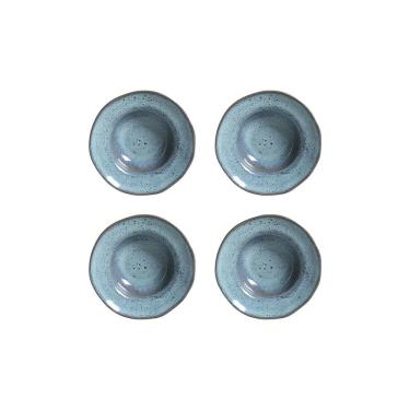 Imagem de Conjunto de Pratos de Sobremesa Breeze Stoneware Cerâmico Design Orgânico Acabamento Manual Azul Porto Brasil