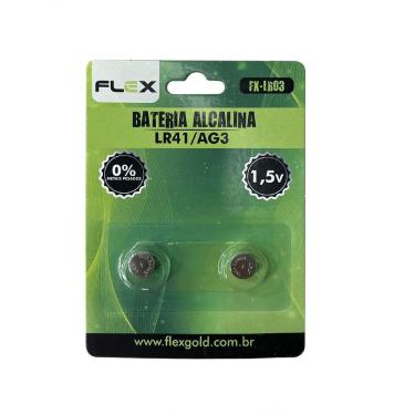 Imagem de Bateria Botão 2 Flex FX-LR03 LR41 AG3 1.5V Cartela com 2 Unidades Metal Versão 1.5V