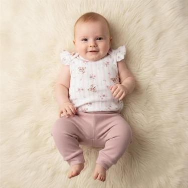 Imagem de Conjunto de Body Hug Curto Babado Calça Quarto de Sofia Rosa