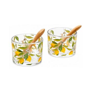 Imagem de Conjunto 2 molheiras com colheres Limão Siciliano em Bambu - Lyor - LY