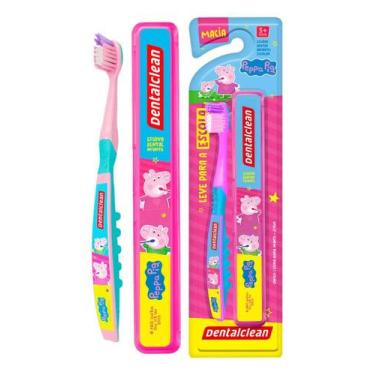 Imagem de Escova de Dentes Infantil Peppa Pig Com Estojo Protetor - Dentalclean,