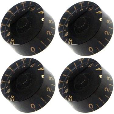 Imagem de Kit c/ 4 knobs ronsani para guitarra les paul preto/dourado 602