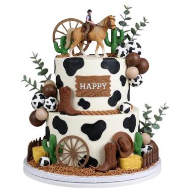 Imagem de Topo de Bolo SHE SAID OKURRR Tema Cavalo Western 15 Peças