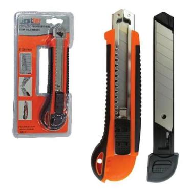 Imagem de Estilete profissional emborrachado 18mm 8 laminas bestfer