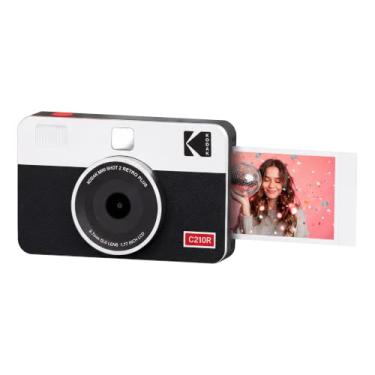 Imagem de Kodak Câmera digital instantânea e impressora fotográfica Mini Shot 2 retrô 4PASS 2 em 1 (5,3 x 8,6 cm) + 8 folhas, branca