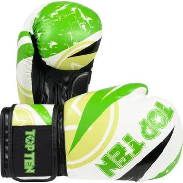 Imagem de Luva de Boxe e Muay Thai URBAN ARTS - Top Ten, Verde, Branco, 14OZ