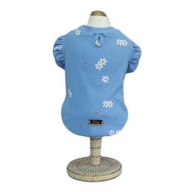 Imagem de Baby Look Azul Floral para cachorro e gato - Dudog Vest, P