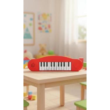 Imagem de Piano Infantil Educativo Vermelho 13 Teclas - Congratulations Store