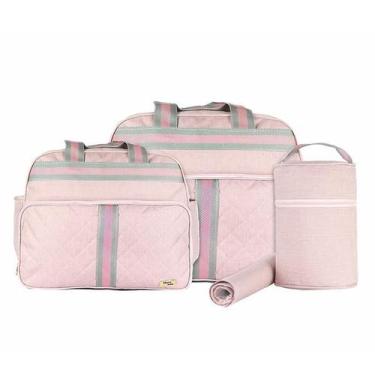 Imagem de Kit Bolsa Maternidade 4 Peças Mescla Bolsa Grande + Bolsa Média + Fras