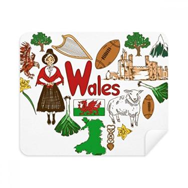 Imagem de Pano de limpeza de tela Wales Love Heart UK Landscap Bandeira nacional Pano de limpeza 2 peças Tecido de camurça
