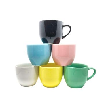 Imagem de Jogo 6 Xicaras Cha Cafe Colorida 170ml Porcelana