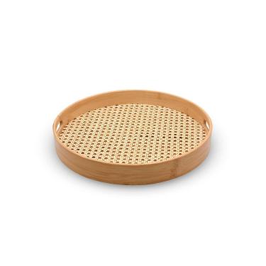 Imagem de Bandeja Redonda De Bambu Com Textura De Palha - Oikos