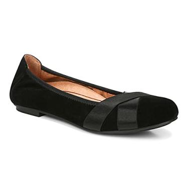 Imagem de Vionic Sapatilha feminina Spark Maria Ballet com suporte de camurça que inclui conforto de três zonas com suporte ortopédico para arco da palmilha, ajuste médio e largo, Preto, 7.5 Wide