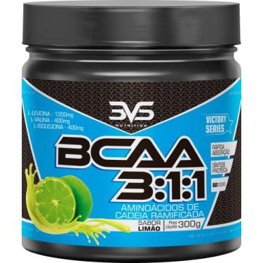 Imagem de BCAA 3:1:1 300g - 3VS Nutrition - Aminoácidos essenciais - Rápida absorção - Sabor Limão - Mistura instantânea